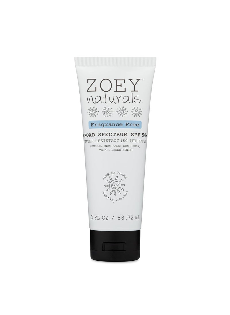 Absolutely Natural Zoey Naturals SPF 50 Sunscreen for Babies  Children  WaterResistant ReefSafe NonNano Zinc Oxide for Sensitive Skin  Kids Made in USA 
