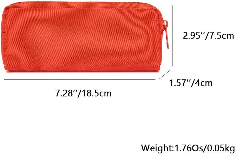 YONBEN Multi Color Zipper Pencil Pouch Pen Bag Canvas Pencil Case Stationary Bag (Orange) - Image 2