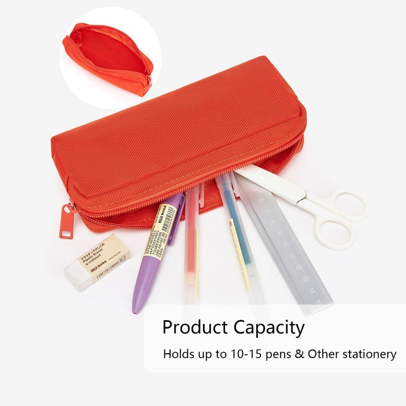 YONBEN Multi Color Zipper Pencil Pouch Pen Bag Canvas Pencil Case Stationary Bag (Orange) - Image 5
