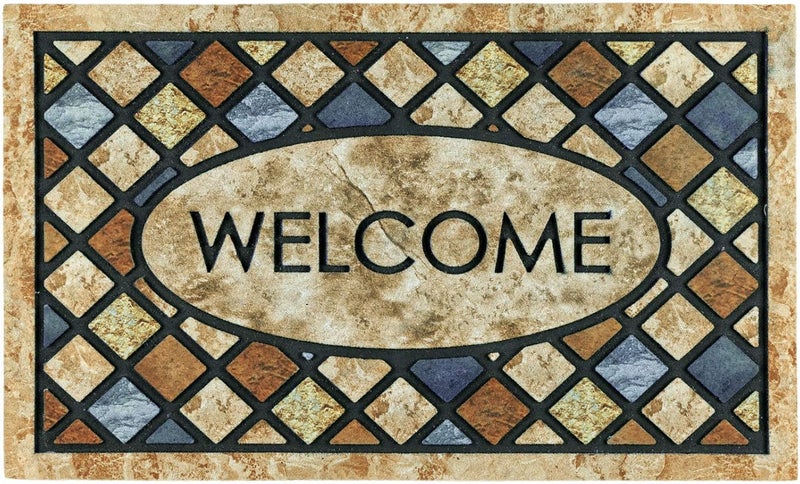 CHICHIC Welcome Door Mat 24x 36 Inch Front Doormat Outdoors for Home Entrance Outdoors Mat for Outside Entry Way Doormat Entry Rugs, Heavy Duty Non Slip Rubber Back Low Profile,Blue Welcome - Image 1