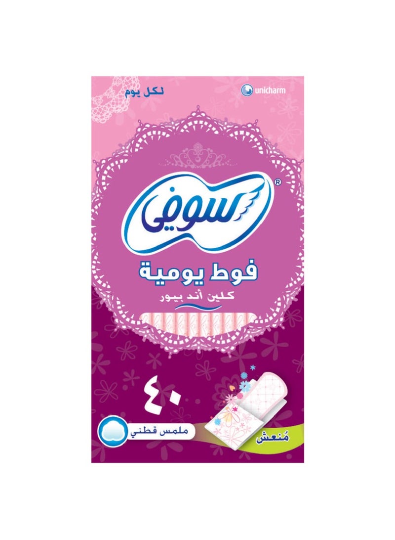 صوفي فوط يومية كلين أند بيور، يومية، برائحة منعشة 40 قِطَع - Image 1