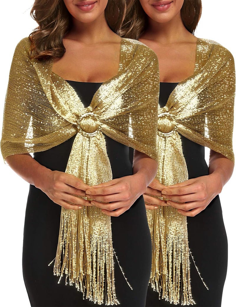 Shawls and Wraps for Evening Dress, Sparkle Shawls for Women with Buckle - Elegant Wedding Party Formal Shoulder Wrap