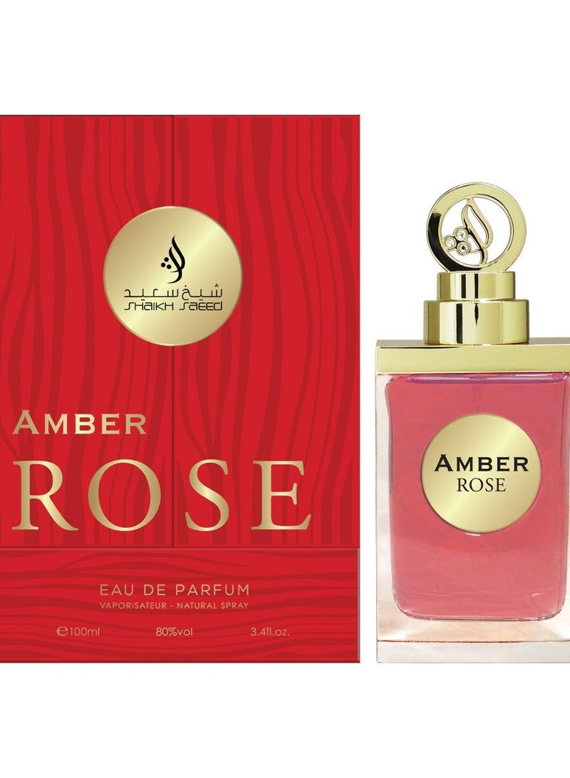 Shaikh Saeed عطر أمبر روز من الشيخ سعيد للنساء | عطر فاخر مع الورد والفلفل والزعفران والياسمين والعود والباتشولي ونغمات حيوانية - زجاجة 100 مل - Image 2