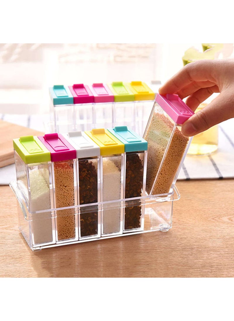 Suzec Mini Spice Jar 6 Pcs Set Easy Flow Storage Idle for Kitchen Storage Box Container Color May Vary Plastic