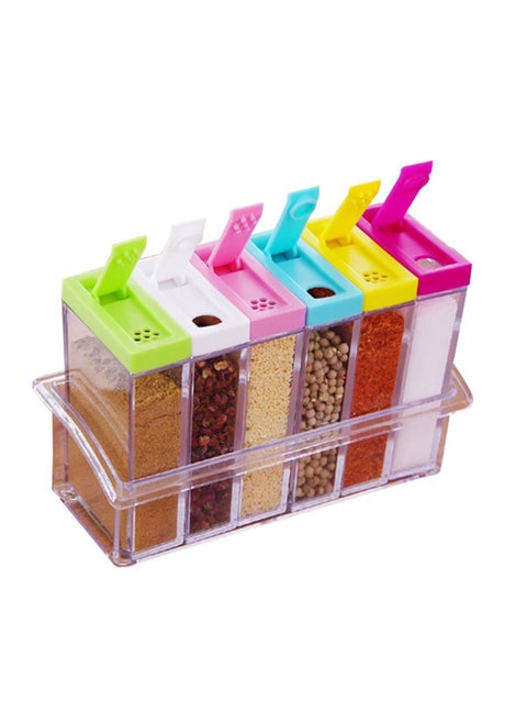 Suzec Mini Spice Jar 6 Pcs Set Easy Flow Storage Idle for Kitchen Storage Box Container Color May Vary Plastic