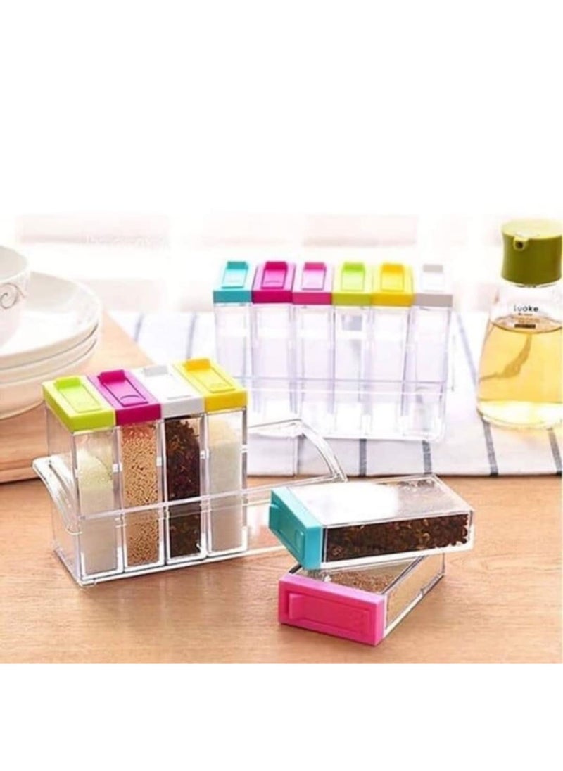 Suzec Mini Spice Jar 6 Pcs Set Easy Flow Storage Idle for Kitchen Storage Box Container Color May Vary Plastic