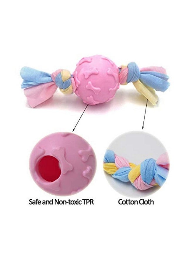 Emily Pets Puppy Teething Paw Printed Chew Ball Toys With Rope Knot, Dog Chew Toys For Puppies,Ball On Rope Dog Toy, Cute Puppies Rubber Chew Toys With Cotton Rope(Pink) - Image 4