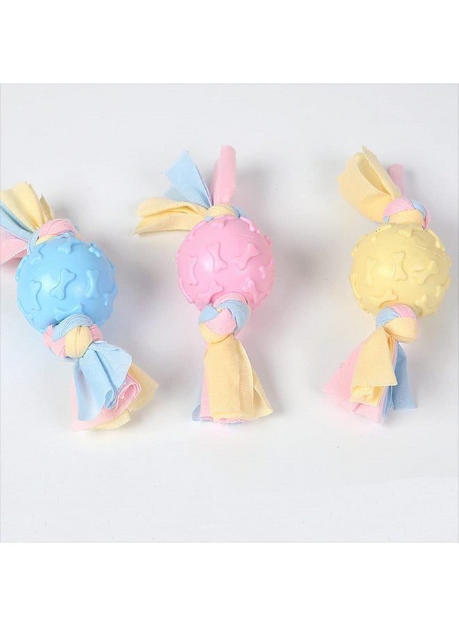 Emily Pets Puppy Teething Paw Printed Chew Ball Toys With Rope Knot, Dog Chew Toys For Puppies,Ball On Rope Dog Toy, Cute Puppies Rubber Chew Toys With Cotton Rope(Pink) - Image 5