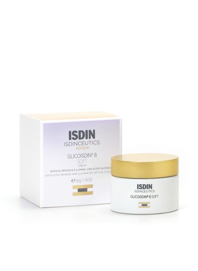 ISDIN كريم تقشير الوجه جليكوسيدين 8 مع حمض الجليكوليك، 1.76 أونصة - Image 1