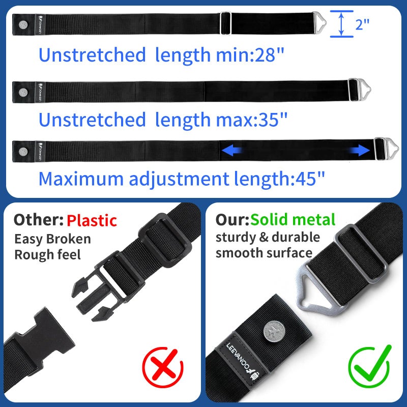 leevanoo Luggage Straps for Suitcases Add a Bag Luggage Strap, 2-in-1 Travel Belt for Luggage Straps Travel Belt Over Handle for Carry On Bag Adjustable Suitcase Belts, Airport Travel Accessories Black - Image 4