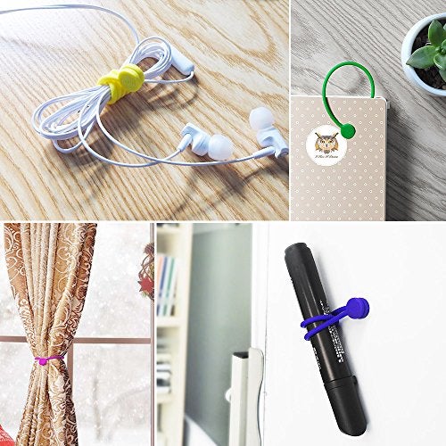 SMART&COOL Reusable Silicone Magnetic Cable Ties for Bundling and Organizing, Holding Stuff, Book Markers, Fridge Magnets, Assorted Color, 7.16'' (10-Pack, Pink) - Image 5