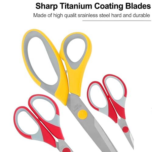 CLAPONE Scissors Set Stainless Steel Multicoloured Scissors at Different Sizes for Household Home & Kitchen Office, Art & Craft Sewing Cloth Cutting Tailor Scissors (Pack Of 3) - Image 4