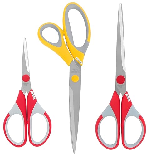 CLAPONE Scissors Set Stainless Steel Multicoloured Scissors at Different Sizes for Household Home & Kitchen Office, Art & Craft Sewing Cloth Cutting Tailor Scissors (Pack Of 3) - Image 1