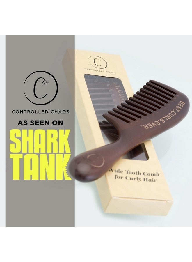 Controlled Chaos Wide Tooth Comb For Curly Hair 100% Peachwood Anti Static Detangling Comb Scalp Massaging Wooden Comb For Men Women & Kids - Image 3