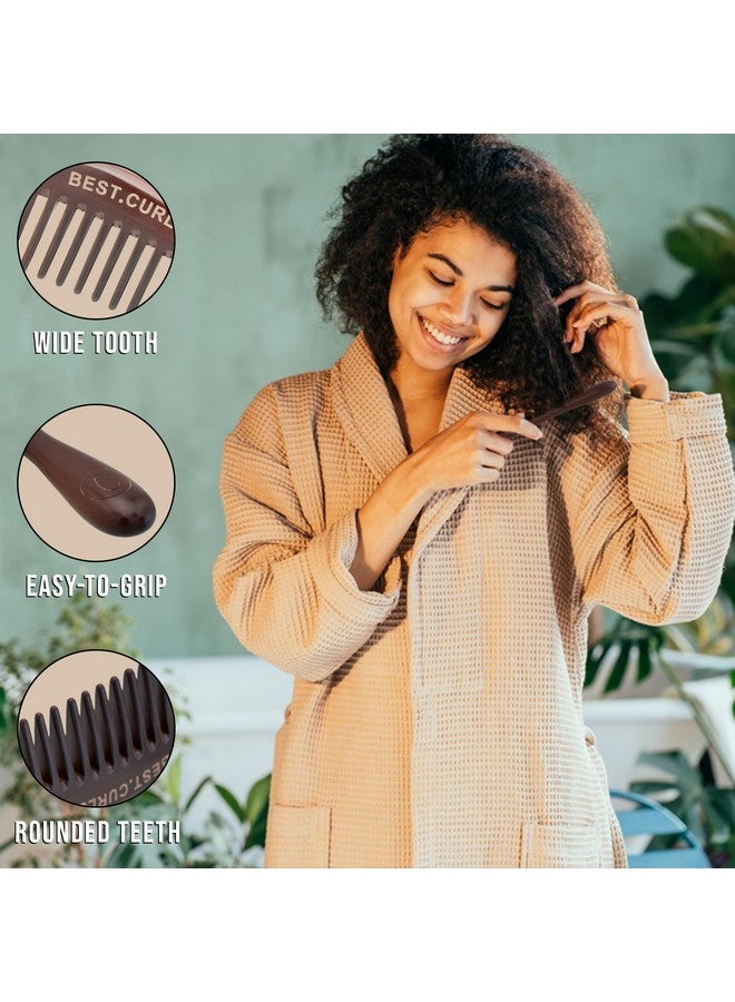 Controlled Chaos Wide Tooth Comb For Curly Hair 100% Peachwood Anti Static Detangling Comb Scalp Massaging Wooden Comb For Men Women & Kids - Image 5