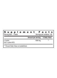 SUNSHINE NUTRITION L-Lysine 1000Mg 100 Tabs 08426  - Image 2