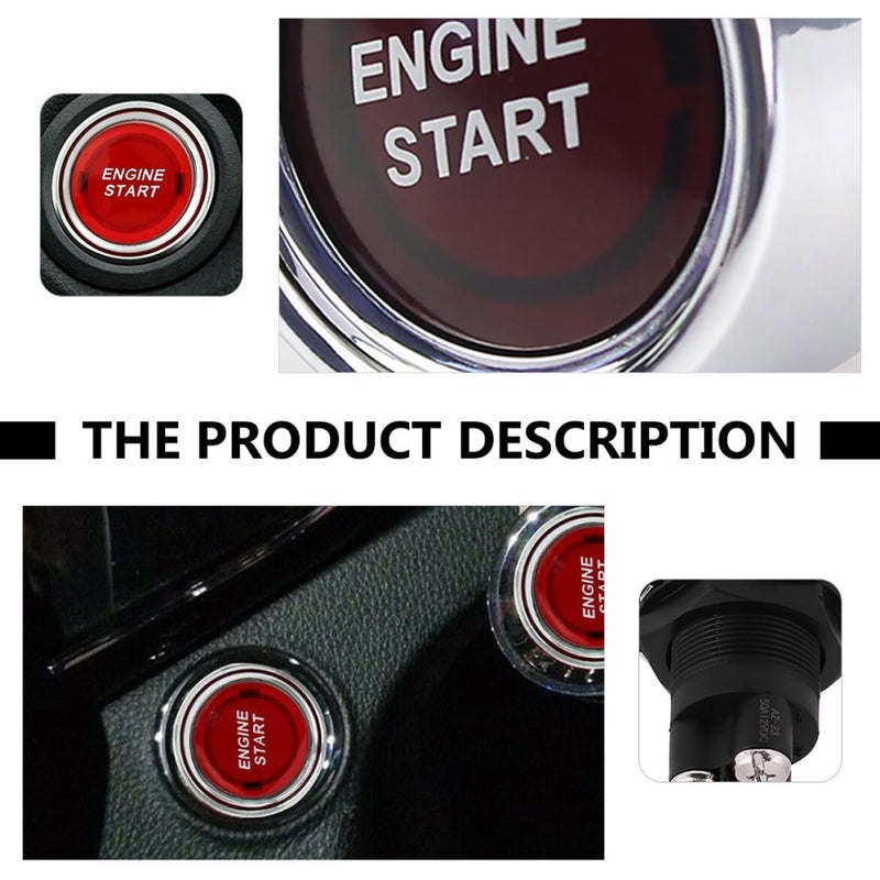 12v/24v LED Engine Start Button Ignition Switch with Auto Reset and Wiring Heat Shrink Tubes, Push to Start Switch for Cars and Trucks - Image 5