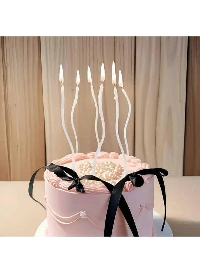 Kandid شموع عيد ميلاد زخرفية للاحتفالات، الذكرى السنوية، الزفاف، الأمسيات الرومانسية (بيضاء مجعدة) - Image 1