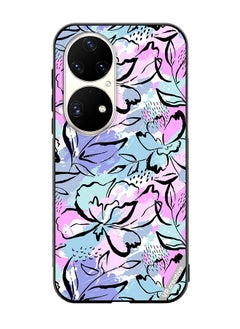 Protective Case Cover For Huawei P50 Pro Abstract Flowers Print Design Multicolour