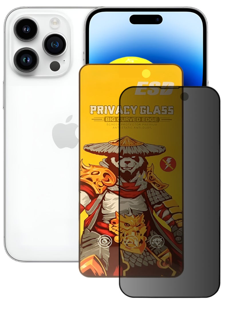 ESD Tempered Dustproof Privacy Glass Screen Protector Compatible For iPhone 14 Pro - Image 1