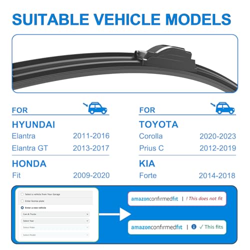 CJPPPZIW® Windshield Wipers-28 Inch+14 Inch Replacement for 2011 2012 2013 214 2015 2016 Hyundai Elantra Wiper Blades for My Car,Quality Front Windshield Wiper Blades(Set of 2) - Image 2