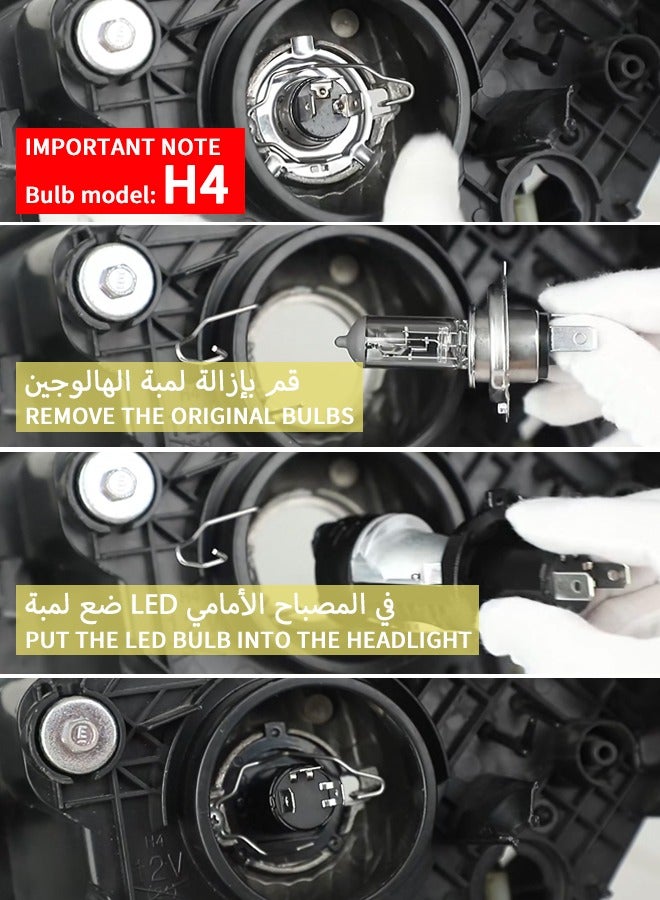 Loquat Headlights  H4 LED Headlight Bulbs With Projector 6500K 30000Lm Super Bright White Light Hi/Lo Beam LED Bulbs Plug and Play DC9-36V Suitable For Motorcycles, Cars and Trucks 2pcs - Image 5