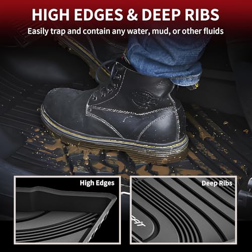 LASFIT Floor Mats for Hyundai Santa Fe 2021 2022 2023 (Only Fit Gas, Not Fit Hybrid or PHEV), All Weather Custom Fit TPE Car Floor Liners 1st & 2nd Row, Black - Image 3