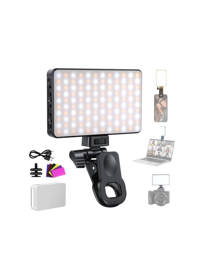 LED Selfie Phone Light - Rechargeable Clip-On Fill Light with Adjustable Color Temperature 2500-9000K, Dimmable, CRI95+, 3000mAh Battery for Phone & Video Calls