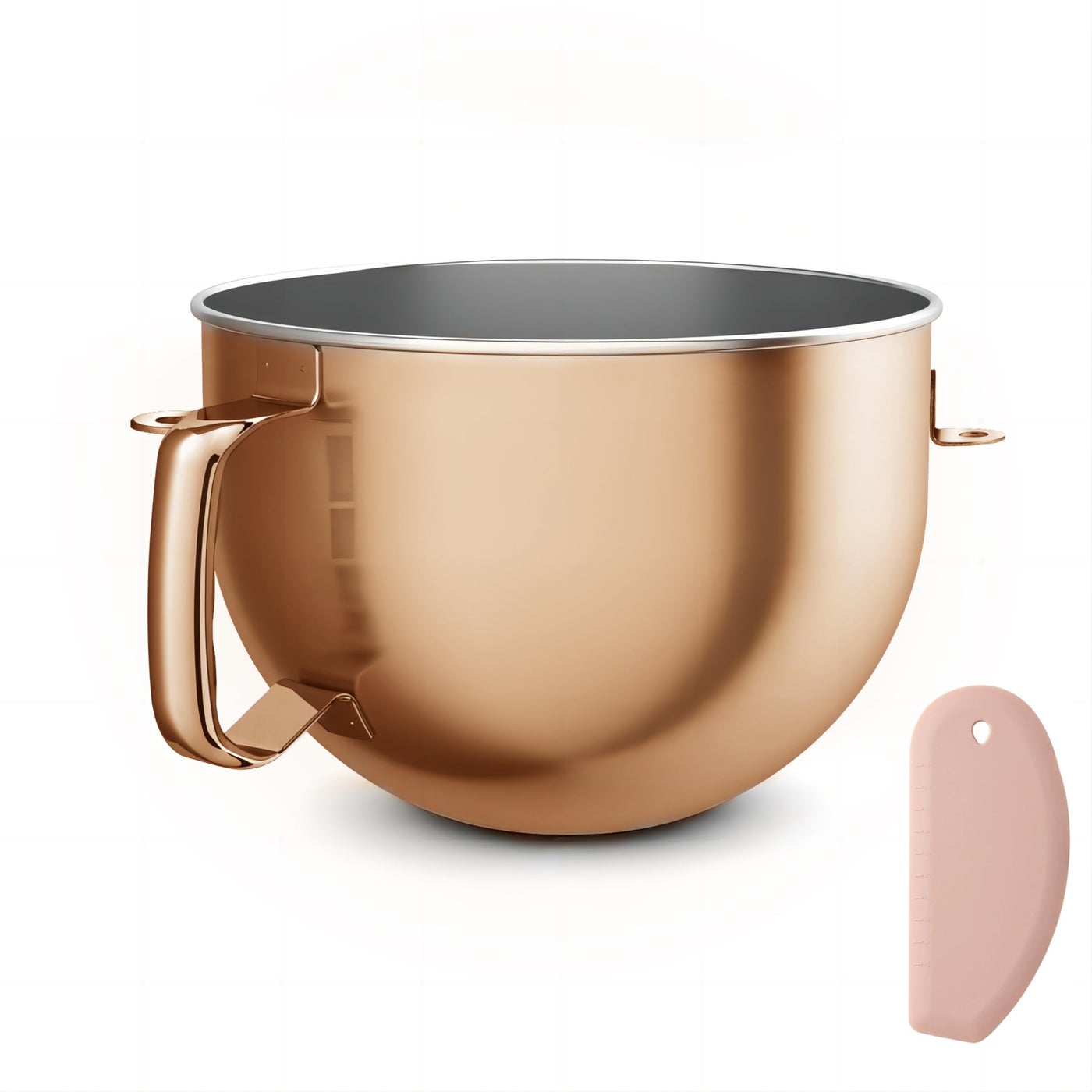 Wiselet Copper Color Stainless Steel 6 Quart Mixing Bowl for Kitchen Aid Professional Bowl Lift Stand Mixer Heavy Duty Extra Mixer Bowl fits KP26 KB26 Dishwasher Safe Ergonomic Handle