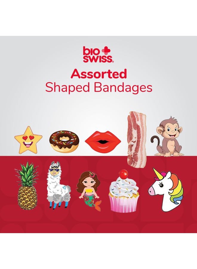 BioSwiss ضمادات، أشكال حيوانات متنوعة، ضمادات لاصقة ذات شكل ممتع وطعام، خالية من اللاتكس، رعاية جروح معقمة، 100 قطعة - Image 3