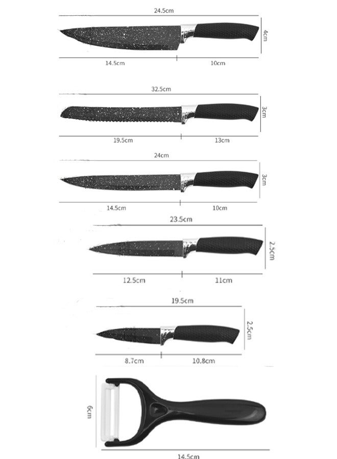 Bukela 6 Professional Kitchen Knife with Stainless Steel Blades and Marble Non-Stick Coating, Easy Grip Handle for Home and Restaurant Use  - Image 3