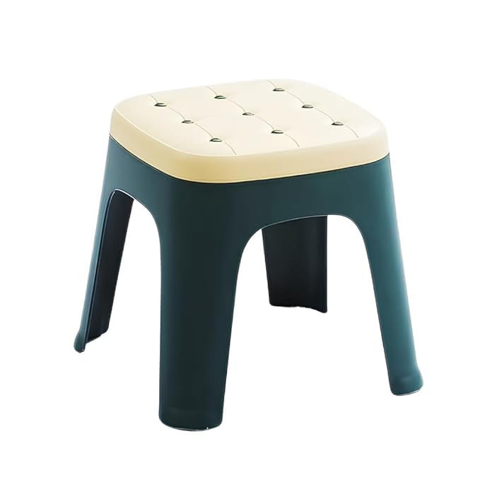 GLOWICK Non Slip Square Stool Sturdy Durable Stool for Home Office Living Room Upholstered Plastic Kids Stool for Sitting 1Pcs - Image 1