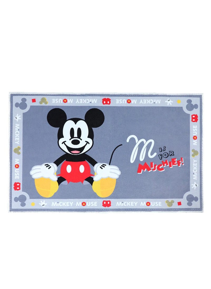 Disney - Mickey Mouse Grey Crystal Velvet Floor Mat (50*80cm) - Image 1