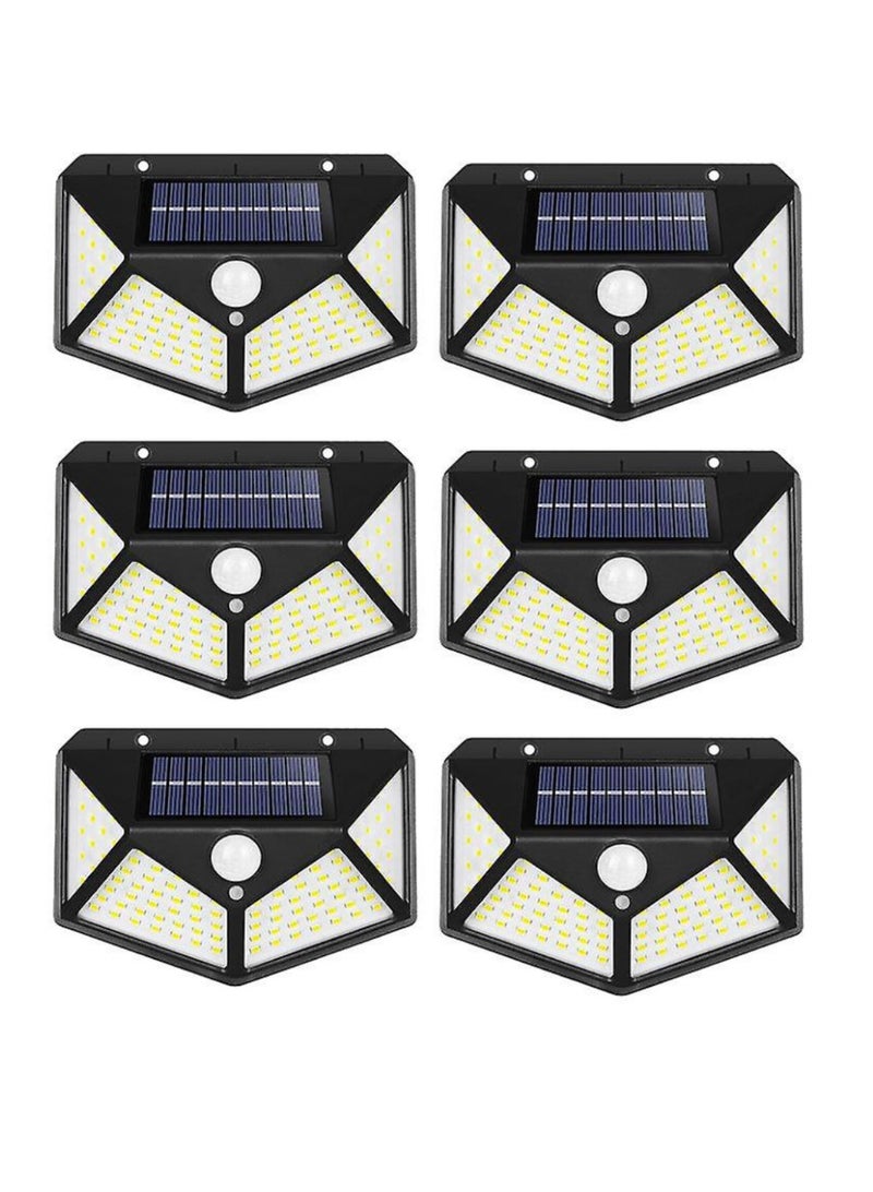 Yuwell Pack Of 6 Pcs 100 Led Solar Outdoor Light Solar Motion Sensor Security Lights With 3 Lighting Modes Wireless Solar Wall Lights Waterproof Solar Powered Lights For Garden Home And Garage Use Black - Image 1