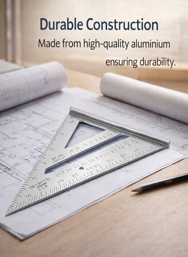 Oblivion Double Side Scale Aluminium Alloy Metric Inch Triangle Ruler Measurement Hand Tools, Speed Square, Square Layout Tool (7 inch speed square) - Image 2