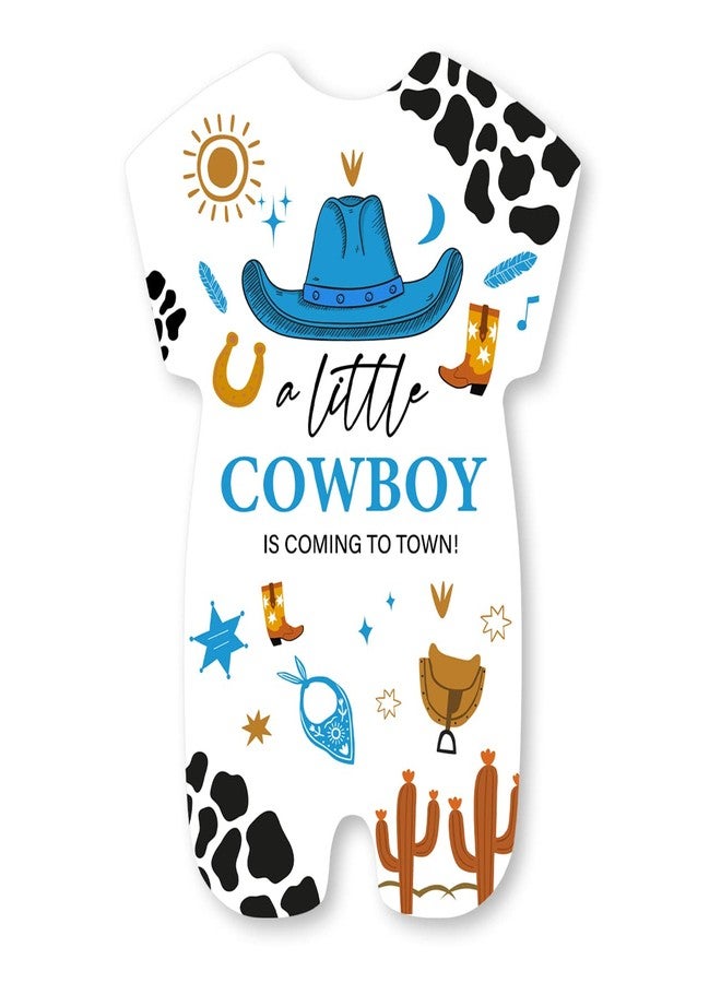 Soiceu Country Western Cowboy Baby Shower Invitation with Envelopes Set of 20 Little Cowboy Shaped Invitations Fill in Blank Invites for Gender Reveal Party - Image 4
