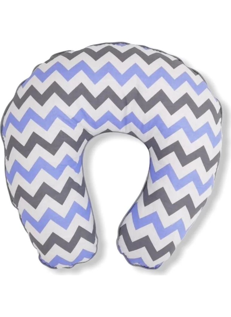 Bebek Özel Baby Special Baby Breastfeeding and Sitting Pillow Blue Zigzag