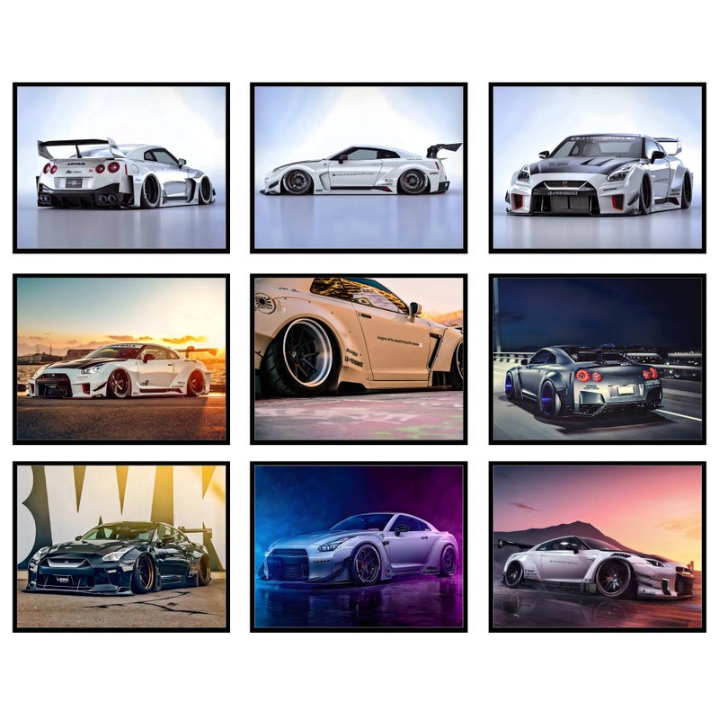 BigWig Prints Nissan GTR Poster Set JDM Car Wall Art for Men and Boys Cool Posters for Bedroom Man Cave Decor JDM Automotive Artwork GTR Gifts for Car Enthusiasts Unframed Set of 9 8x10 - Image 2