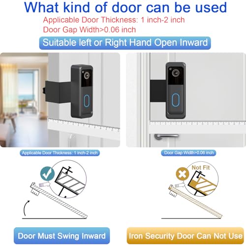 AISVAN Anti-Theft Blink Doorbell Door Mount,No-Drill Mounting Bracket for Blink Doorbell Camera 2nd Gen 2025 (Not for 1st Gen 2022) Easy to Install Blink Video Doorbell Accessories - Image 4