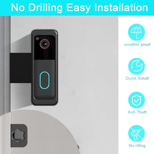 AISVAN Anti-Theft Blink Doorbell Door Mount,No-Drill Mounting Bracket for Blink Doorbell Camera 2nd Gen 2025 (Not for 1st Gen 2022) Easy to Install Blink Video Doorbell Accessories - Image 5