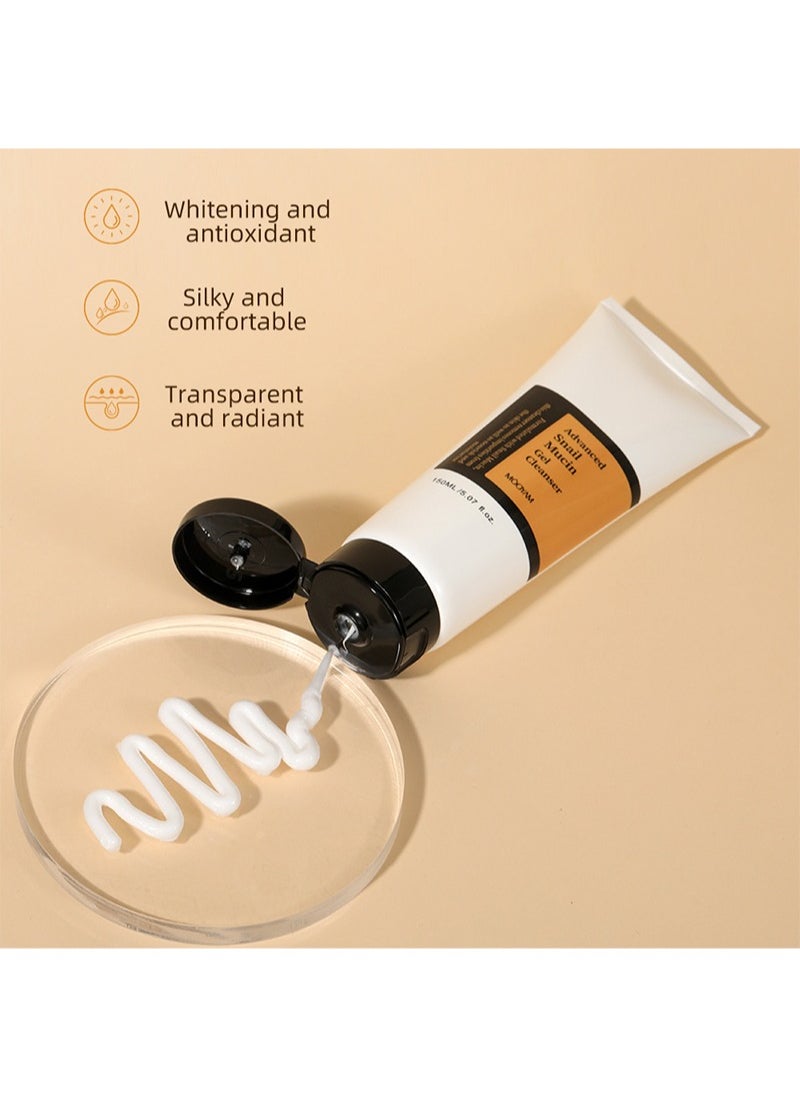 Advanced Snail Mucin Gel Cleanser，Amino Acid Natural Moisturizing Facial Cleanser Face - Daily Deep Cleansing Facial Wash Exfoliates To Improve Skin Texture, Moisturizes For Cleaner, Softer Face