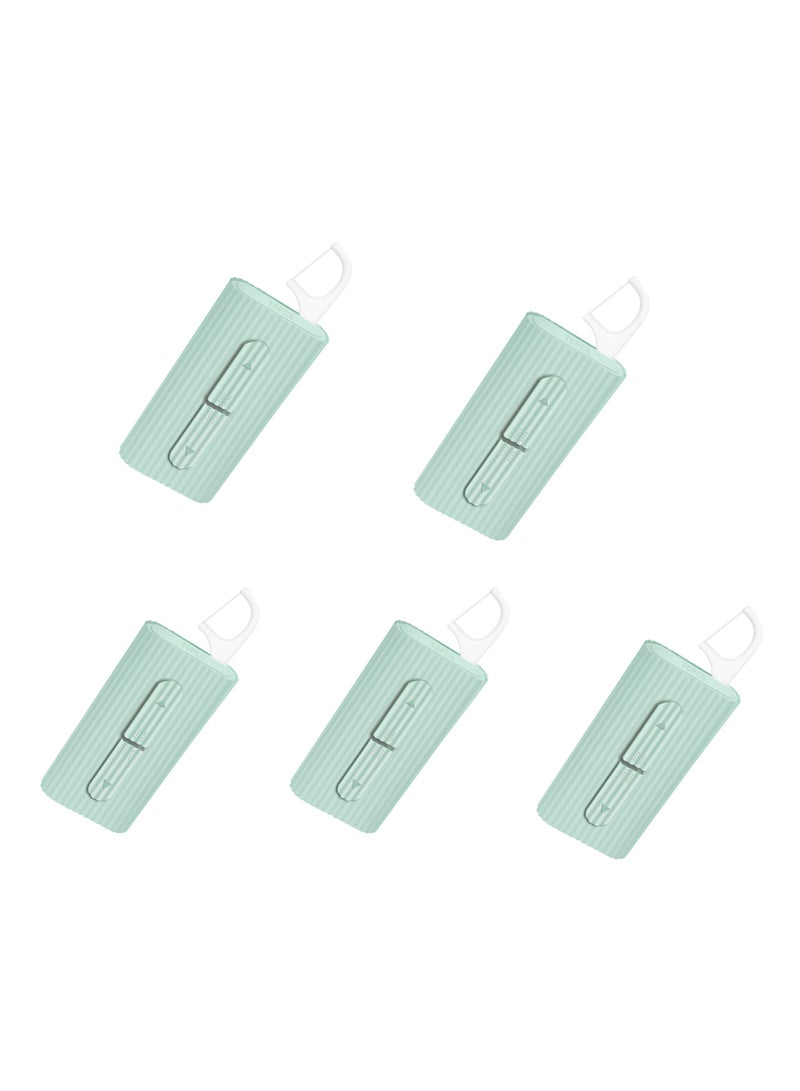 KASTWAVE 5 Pcs Dental Floss Portable Case, Storage 10 Count Adults Floss in Box. The Best Tool for Cleaning Teeth and Oral Care. Portable Travel Floss is Perfect for Dinners, Dating, Travel (Green) - Image 1