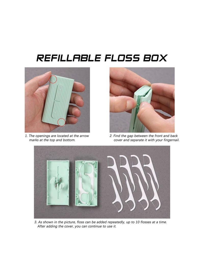 KASTWAVE 5 Pcs Dental Floss Portable Case, Storage 10 Count Adults Floss in Box. The Best Tool for Cleaning Teeth and Oral Care. Portable Travel Floss is Perfect for Dinners, Dating, Travel (Green) - Image 4