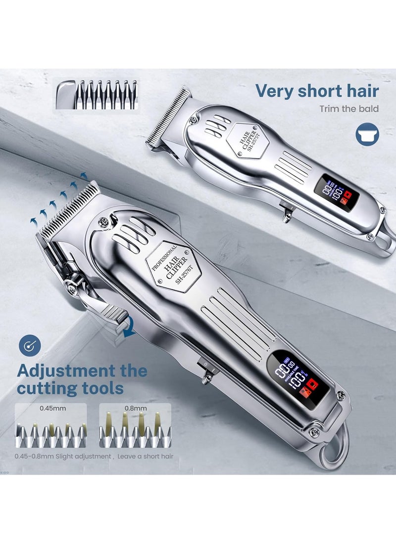 KIKIDO KIKIDO Hair Clippers Professional Cordless for Men, Barber Clippers for Hair Cutting Kit, Wireless LCD Display Hair Trimmers Set, Rechargeable Haircut Machine for Family (Sliver)  - Image 3