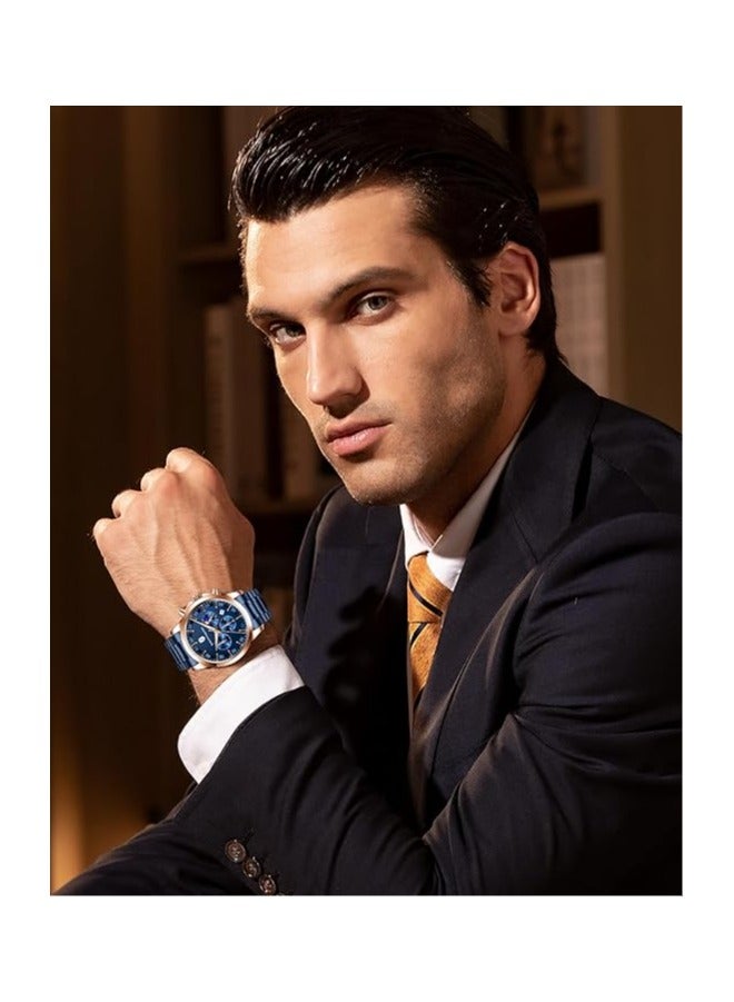 Sapphero Mens Watches Multifunction Chronograph Date Quartz Watch for Men Stainless Steel Band Wrist Watch Gift for Men Casual Business - Image 2