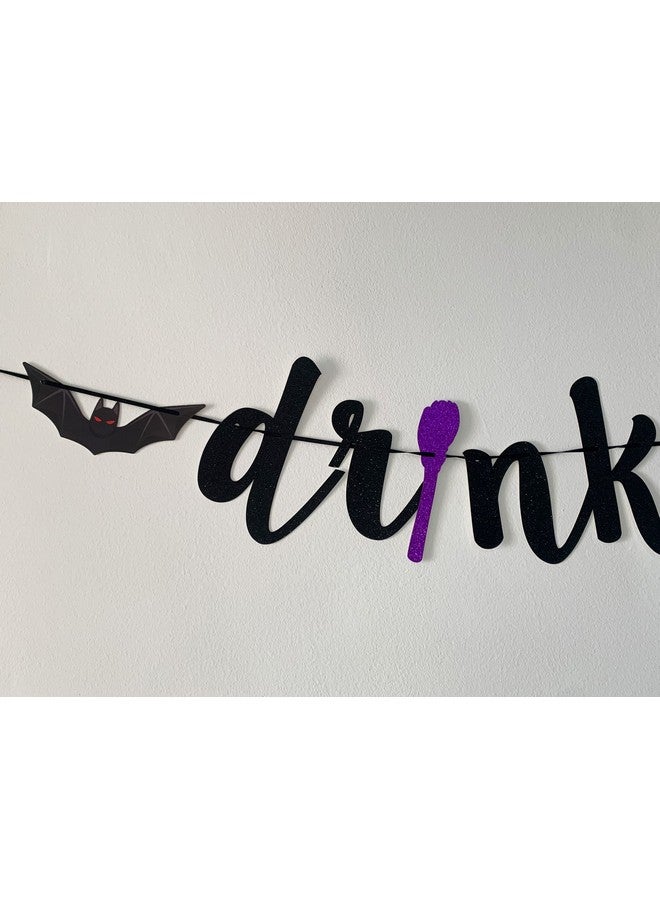 MAGQOO Drink Up Witches Banner Black Glittery Witches Mystery Party Decorations Bar Halloween Banner Decorations - Image 2