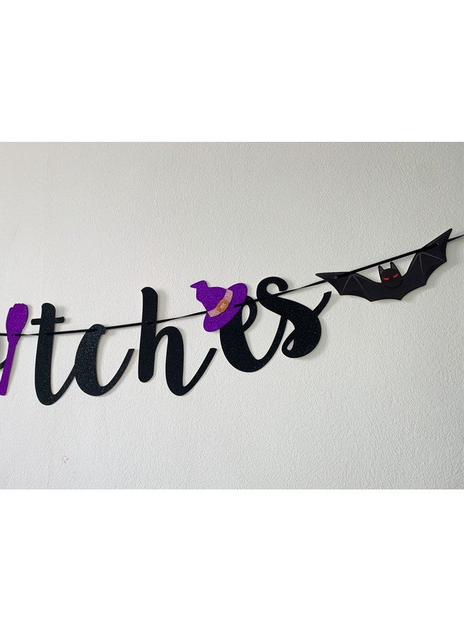 MAGQOO Drink Up Witches Banner Black Glittery Witches Mystery Party Decorations Bar Halloween Banner Decorations - Image 3