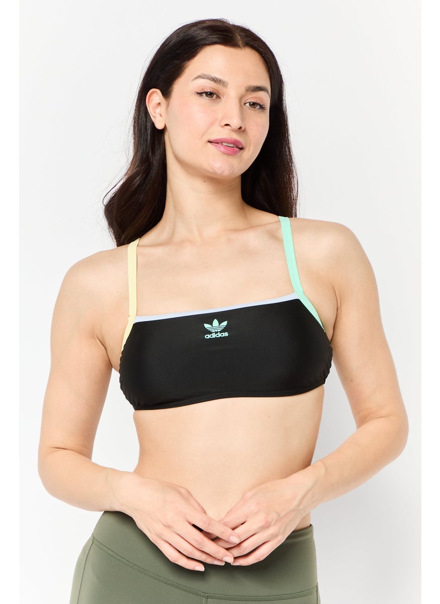 adidas Originals Women Brand Logo Padded Bikini Top,  Black  - Image 1