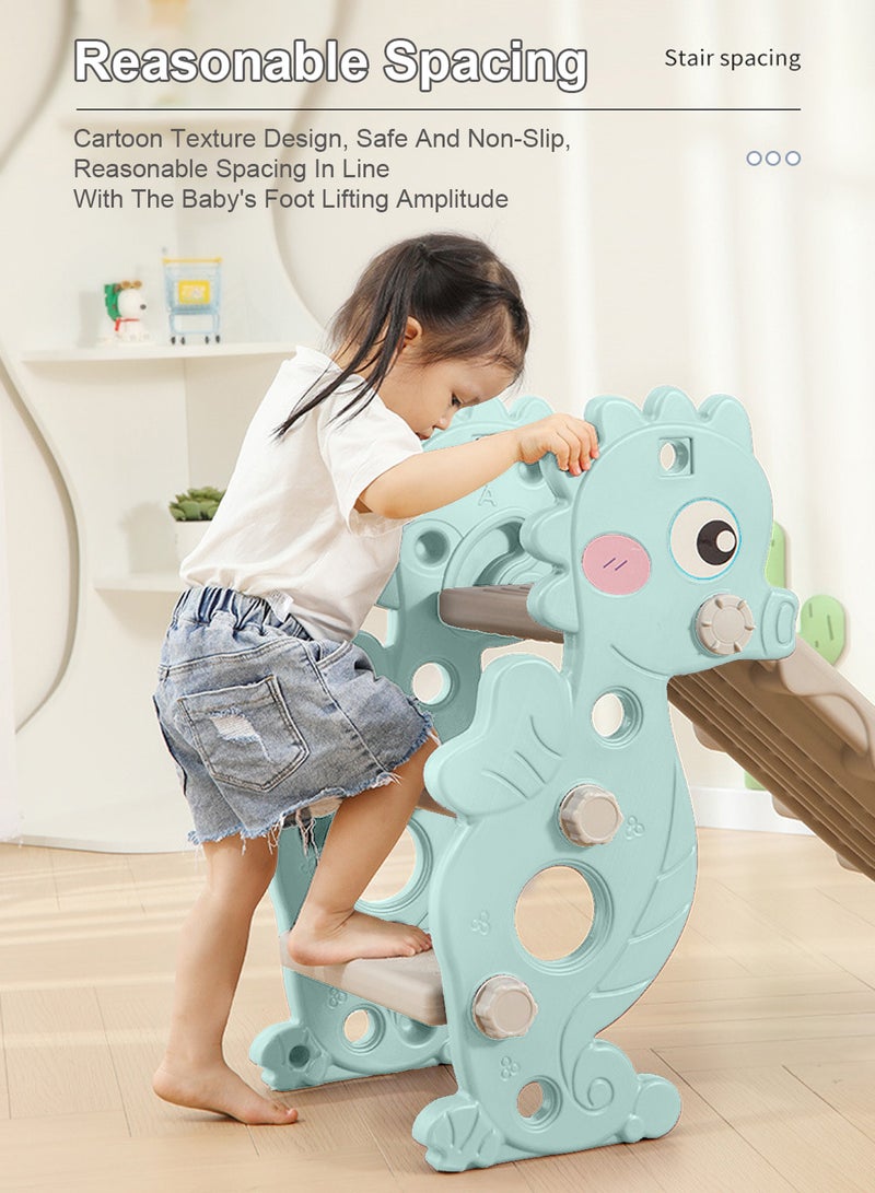 MaBaby شريحة أطفال منزلق للأطفال بعمر 1-3-5 سنوات، منزلق فردي داخلي وخارجي، ألعاب ملعب صغيرة للمنزل مع إطار كروي لكرة السلة - Image 3