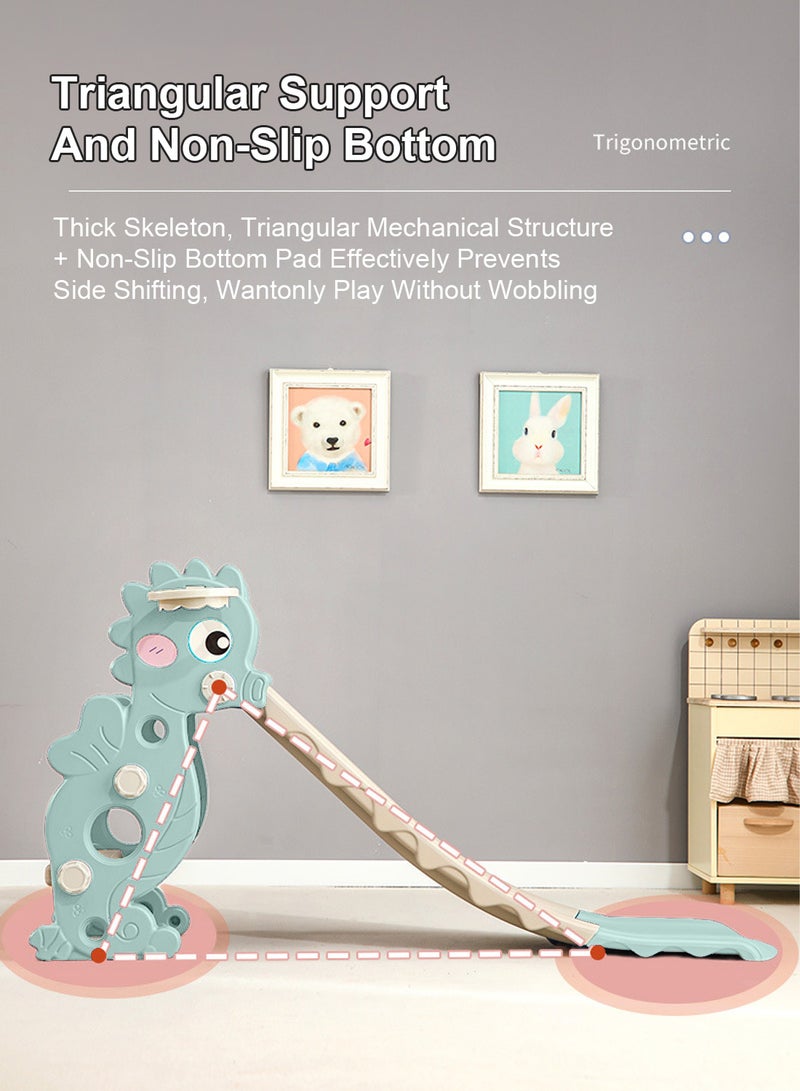 MaBaby شريحة أطفال منزلق للأطفال بعمر 1-3-5 سنوات، منزلق فردي داخلي وخارجي، ألعاب ملعب صغيرة للمنزل مع إطار كروي لكرة السلة - Image 2